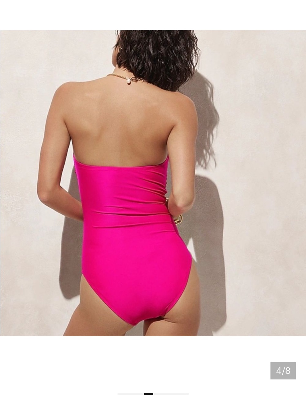 J. Crew Hot Pink Strapless Ruched Swimsuit - Picture 2 of 11